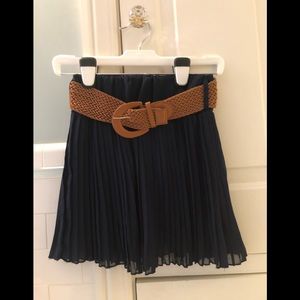 Navy skirt with tan belt